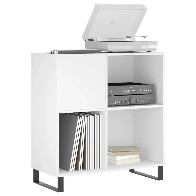 Record Cabinet White 84.5x38x89 cm Engineered Wood