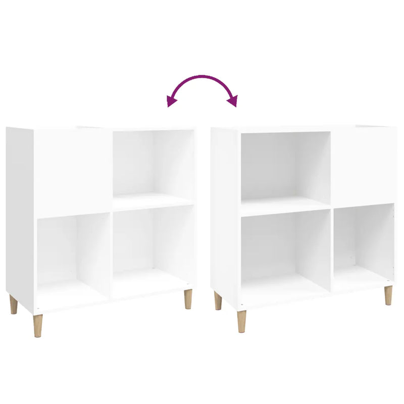 Record Cabinet White 84.5x38x89 cm Engineered Wood
