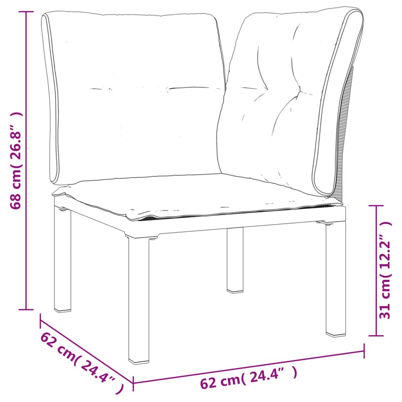 vidaXL 8 Piece Garden Lounge Set Black and Grey Poly Rattan