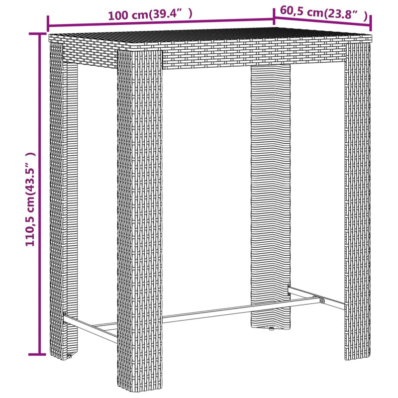 vidaXL 5 Piece Garden Bar Set Grey Poly Rattan&Solid Wood Acacia