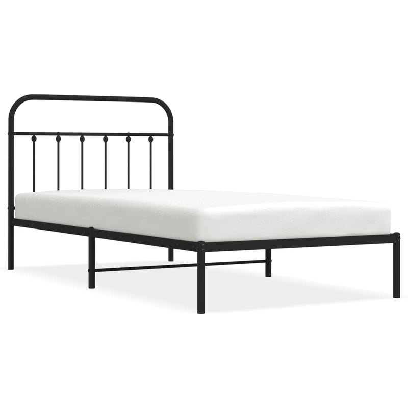 vidaXL Metal Bed Frame without Mattress with Headboard Black 107x203 cm King Single