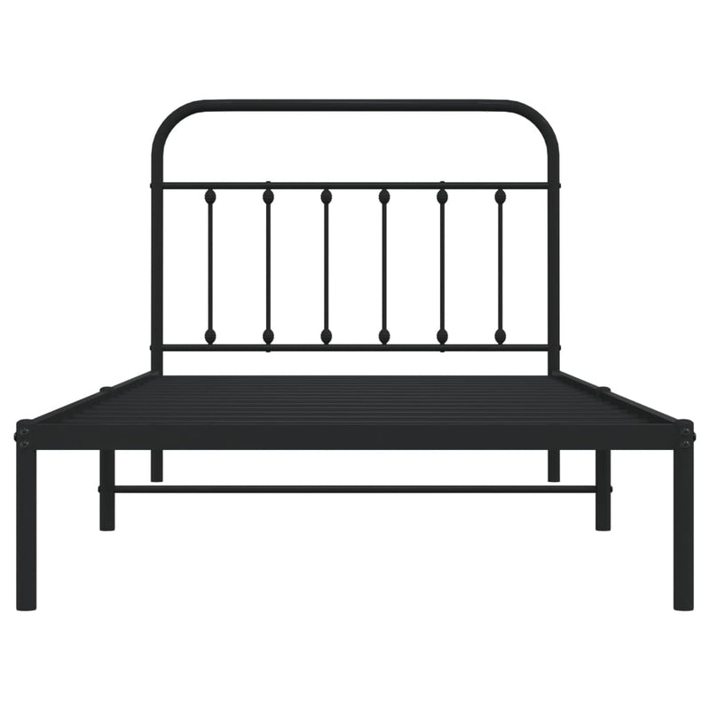 vidaXL Metal Bed Frame without Mattress with Headboard Black 107x203 cm King Single