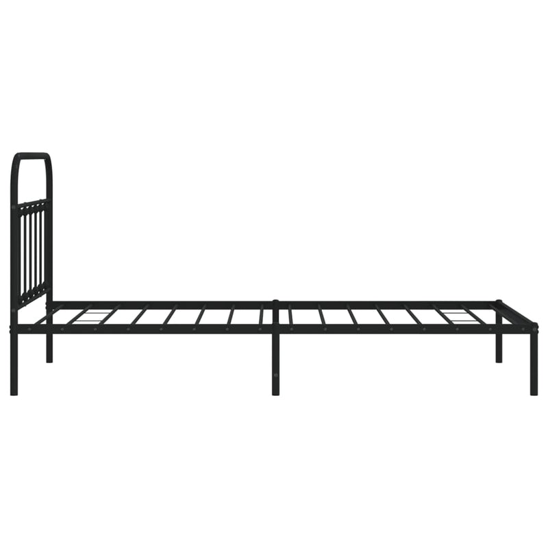 vidaXL Metal Bed Frame without Mattress with Headboard Black 107x203 cm King Single