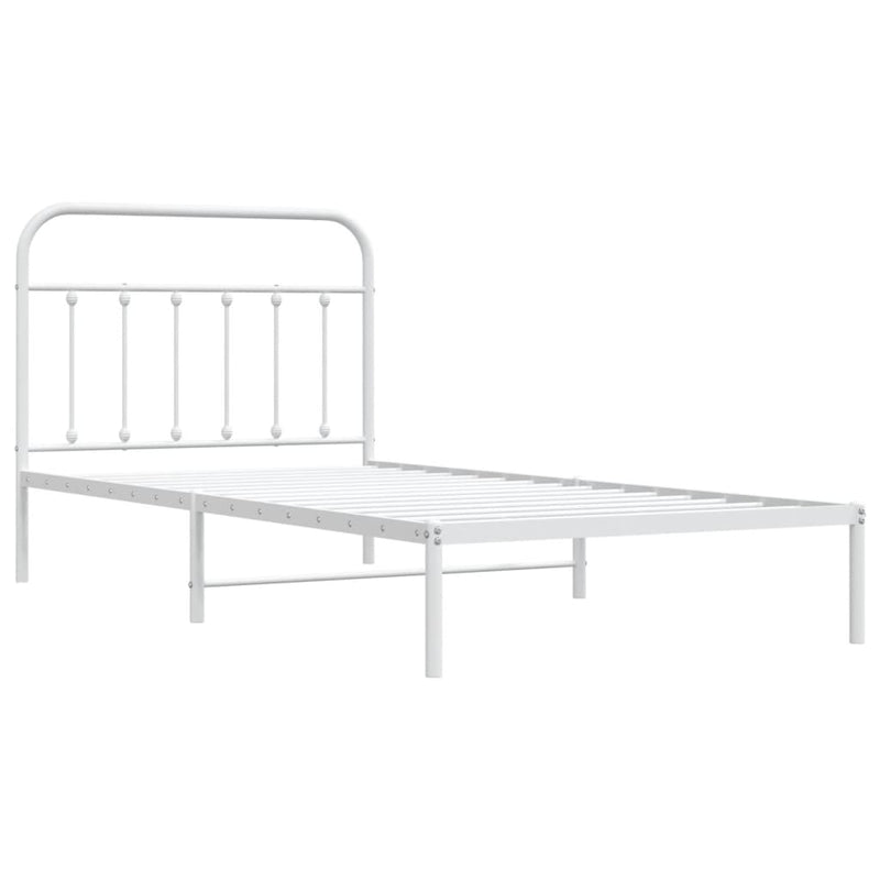 vidaXL Metal Bed Frame without Mattress with Headboard White 107x203 cm King Single
