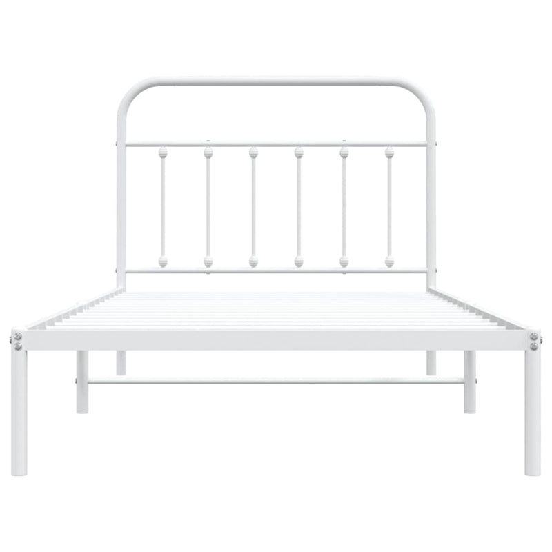 vidaXL Metal Bed Frame without Mattress with Headboard White 107x203 cm King Single