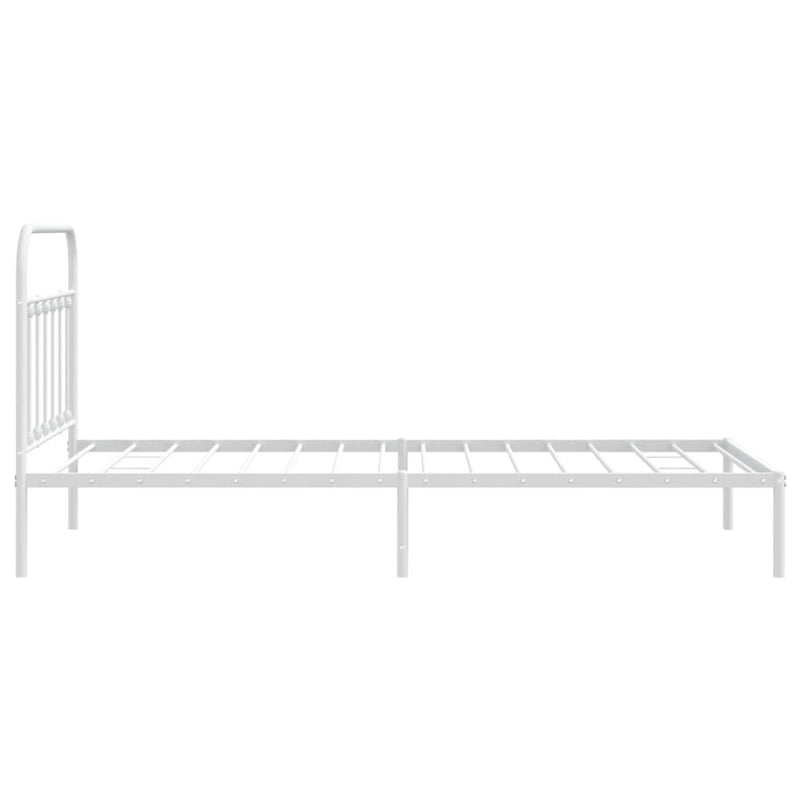 vidaXL Metal Bed Frame without Mattress with Headboard White 107x203 cm King Single