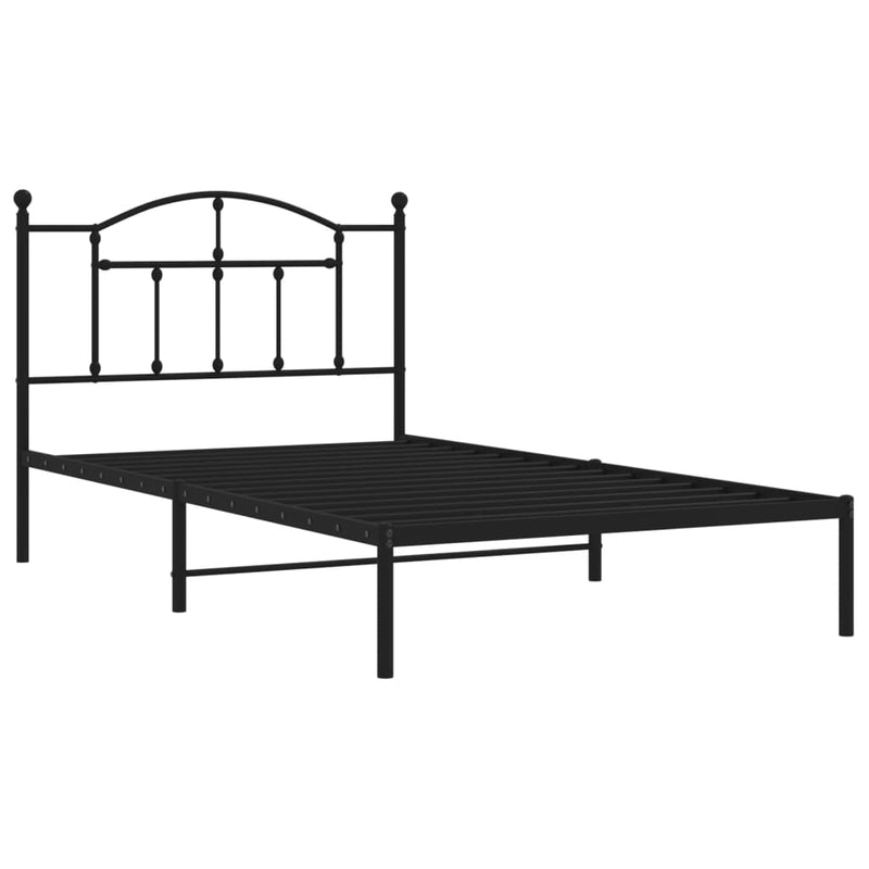 Metal Bed Frame with Headboard Black 107x203 cm King Single