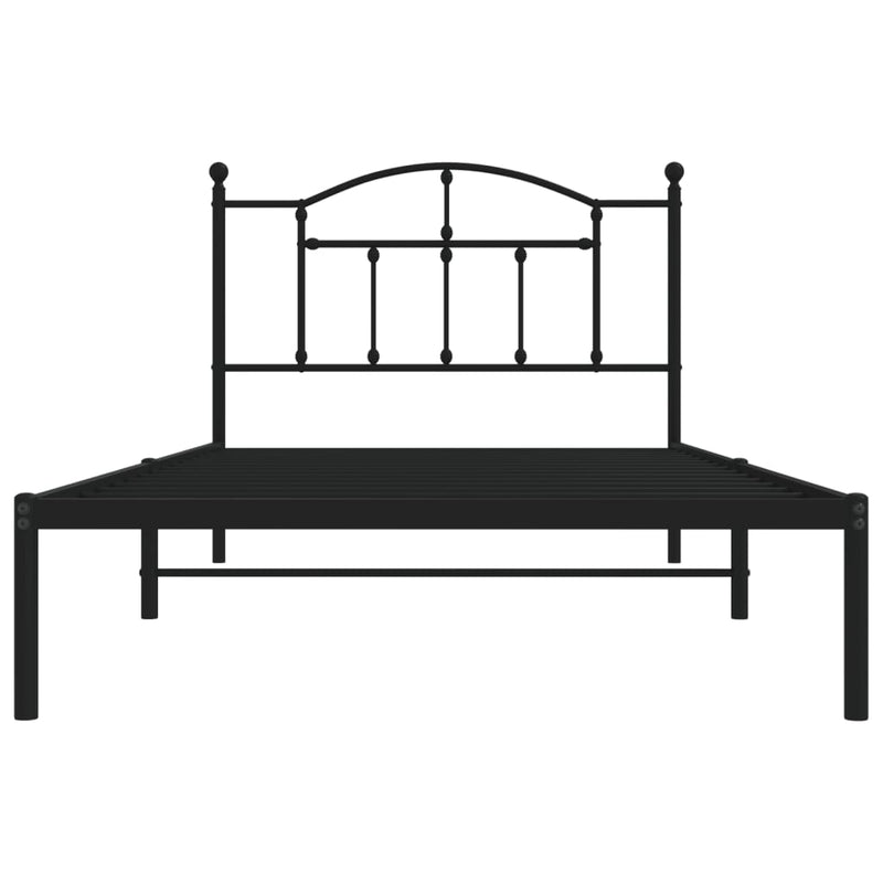 Metal Bed Frame with Headboard Black 107x203 cm King Single