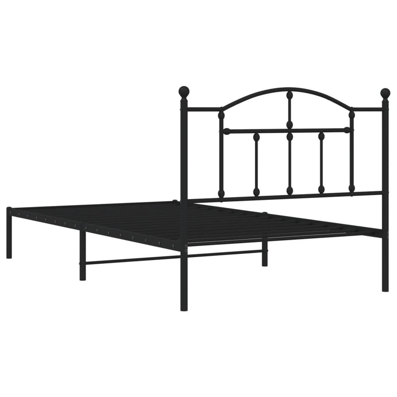 Metal Bed Frame with Headboard Black 107x203 cm King Single