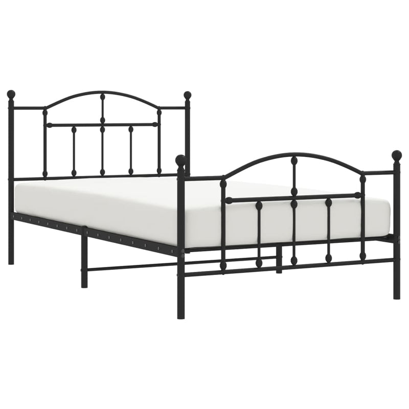 Metal Bed Frame with Headboard and Footboard Black 106x203 cm King Single Size