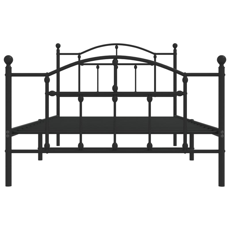 Metal Bed Frame with Headboard and Footboard Black 106x203 cm King Single Size