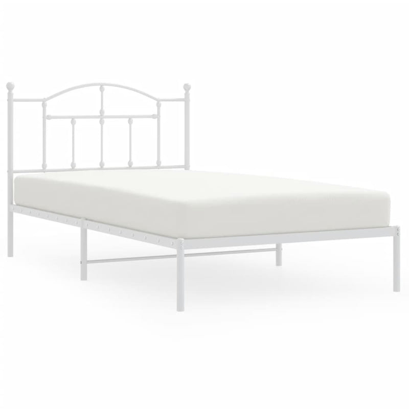 vidaXL Metal Bed Frame without Mattress with Headboard White 107x203 cm King Single
