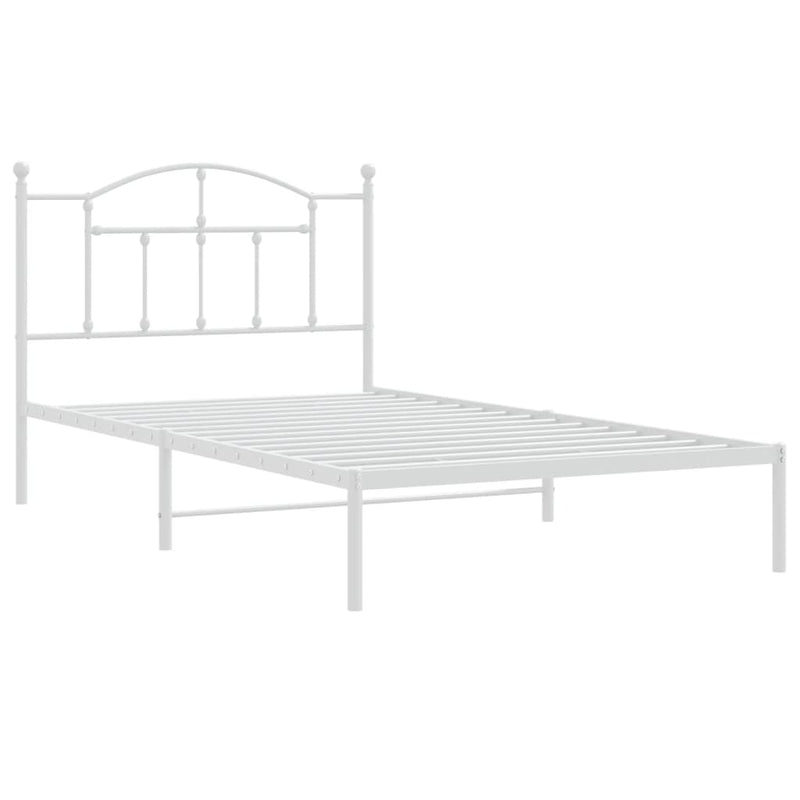 vidaXL Metal Bed Frame without Mattress with Headboard White 107x203 cm King Single