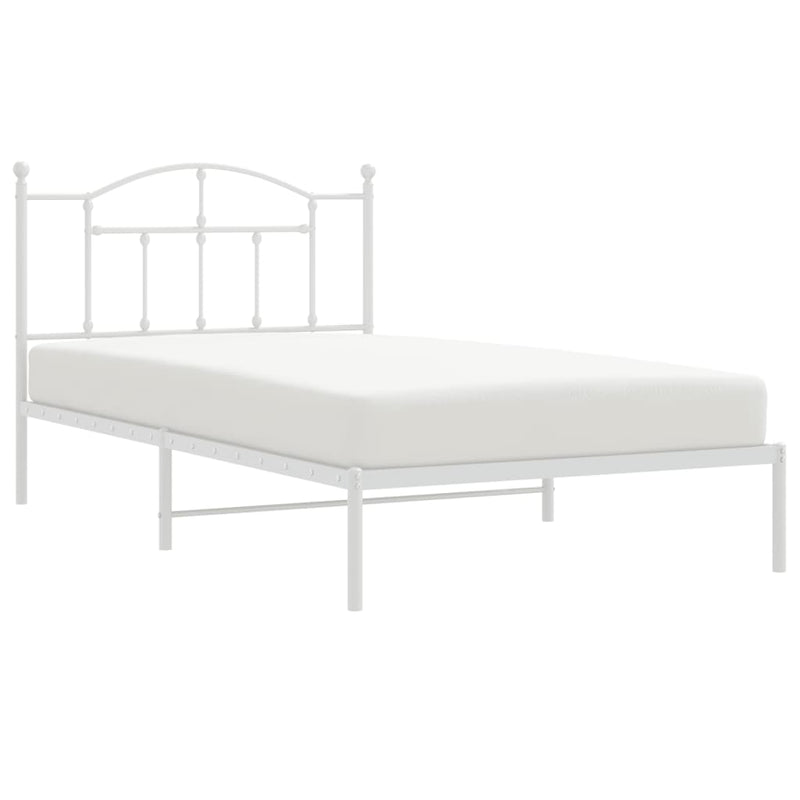 vidaXL Metal Bed Frame without Mattress with Headboard White 107x203 cm King Single