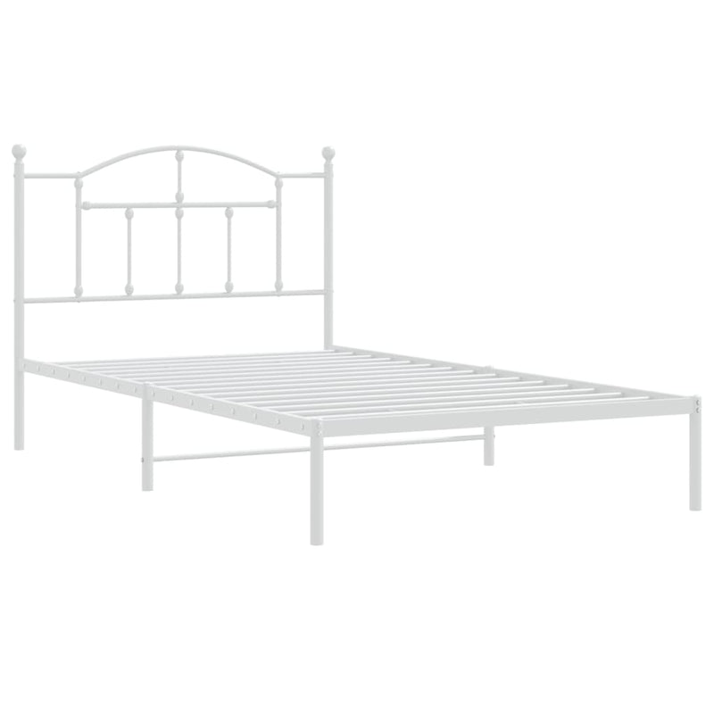 Metal Bed Frame with Headboard White 106x203 cm King Single Size