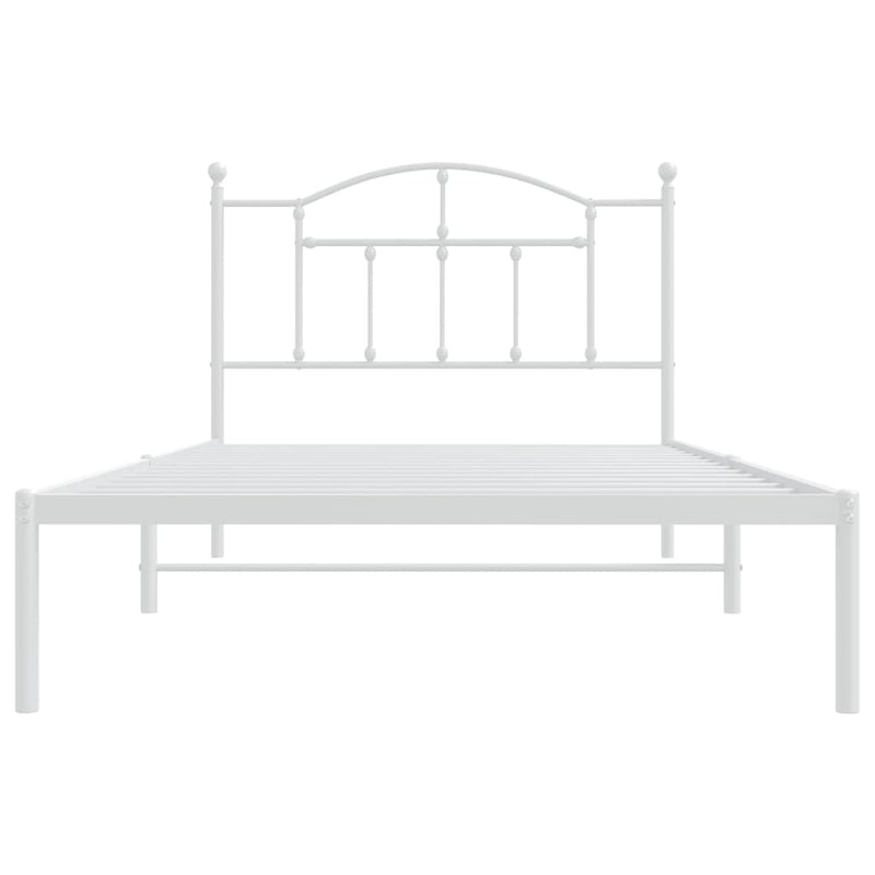 vidaXL Metal Bed Frame without Mattress with Headboard White 107x203 cm King Single