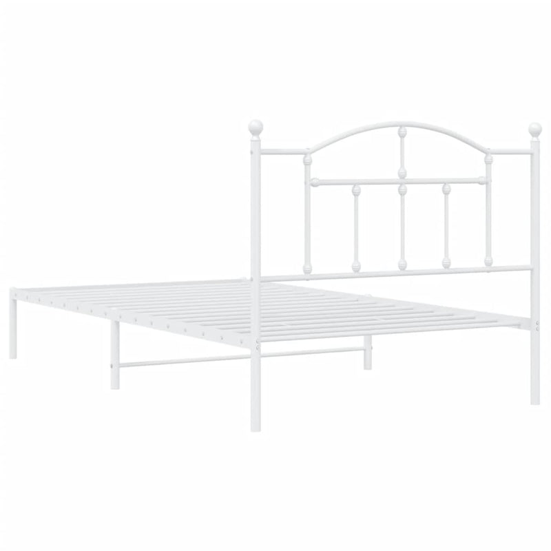 vidaXL Metal Bed Frame without Mattress with Headboard White 107x203 cm King Single