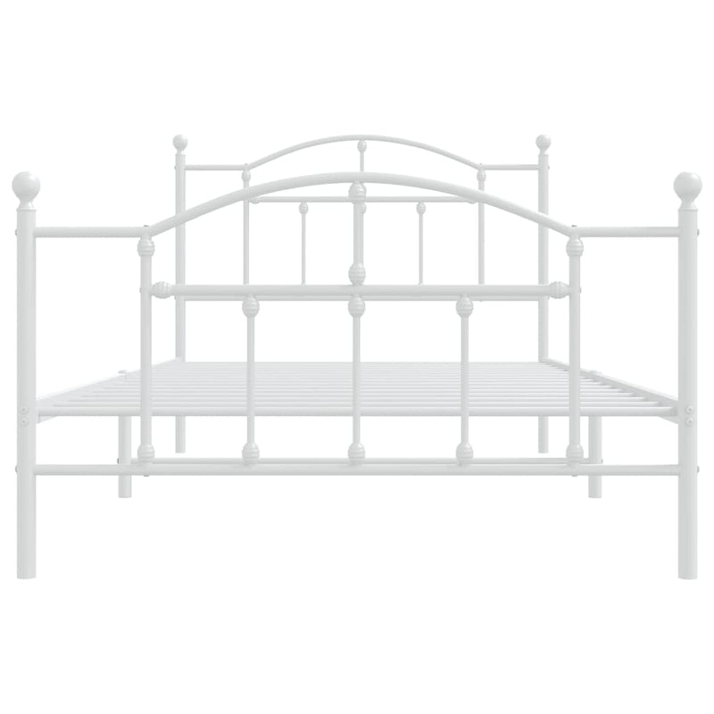 Metal Bed Frame with Headboard and Footboard White 106x203 cm King Single Size