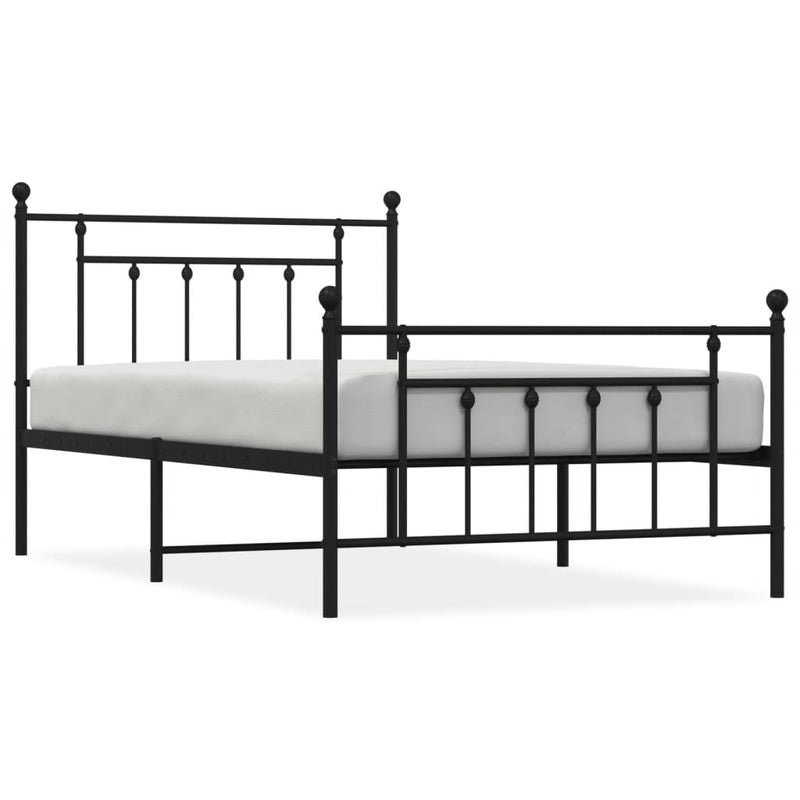 vidaXL Metal Bed Frame without Mattress with Footboard Black 107x203 cm King Single