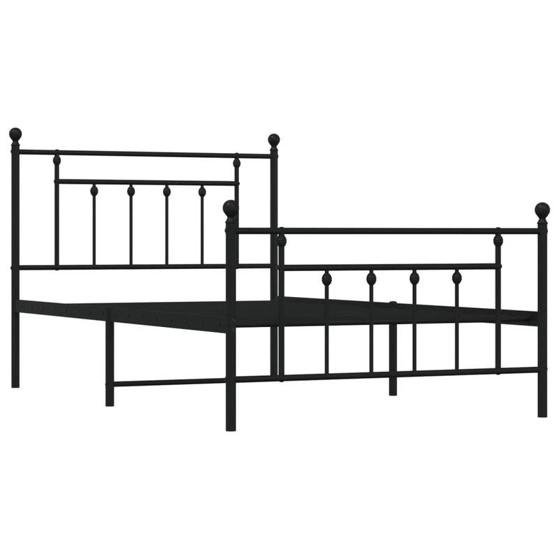 vidaXL Metal Bed Frame without Mattress with Footboard Black 107x203 cm King Single