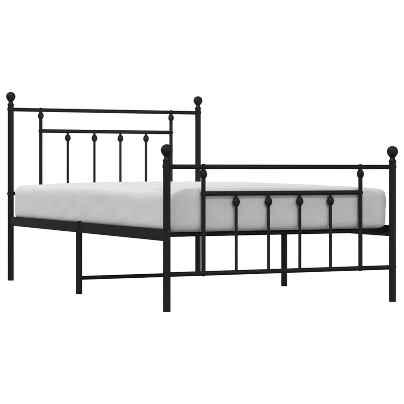 vidaXL Metal Bed Frame without Mattress with Footboard Black 107x203 cm King Single