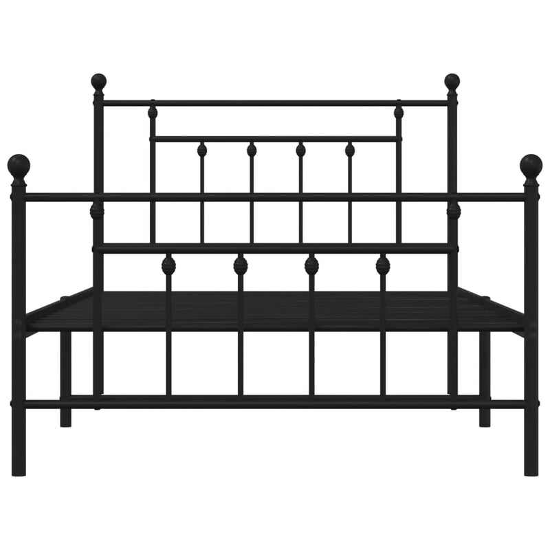 vidaXL Metal Bed Frame without Mattress with Footboard Black 107x203 cm King Single