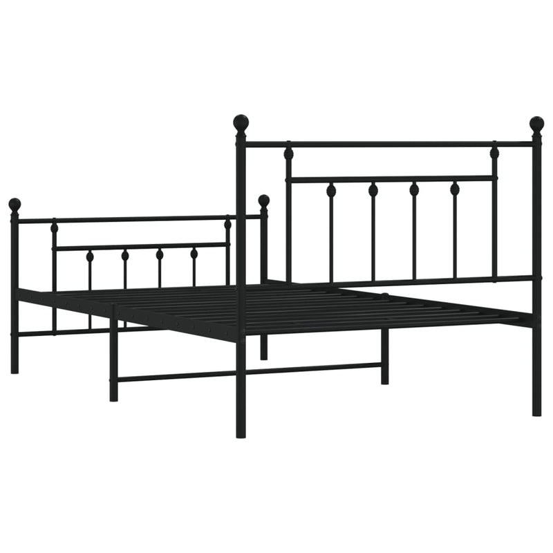vidaXL Metal Bed Frame without Mattress with Footboard Black 107x203 cm King Single
