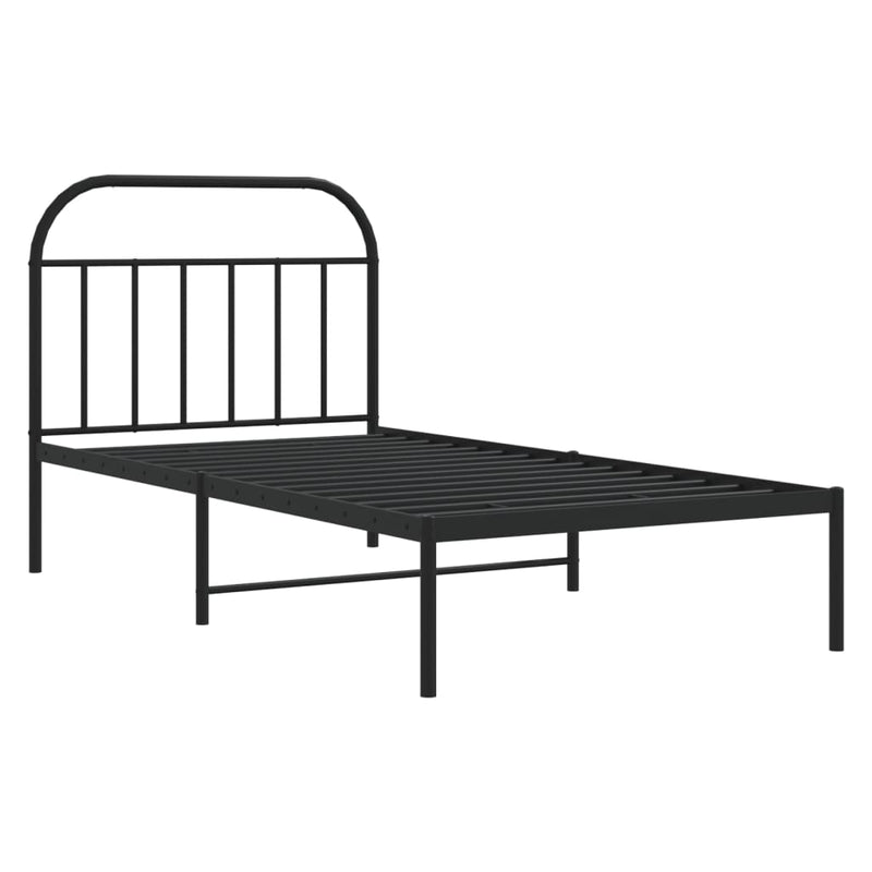 vidaXL Metal Bed Frame without Mattress with Headboard Black 107x203 cm King Single
