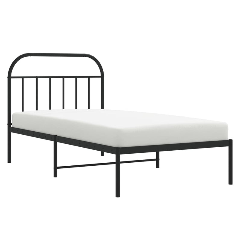 vidaXL Metal Bed Frame without Mattress with Headboard Black 107x203 cm King Single