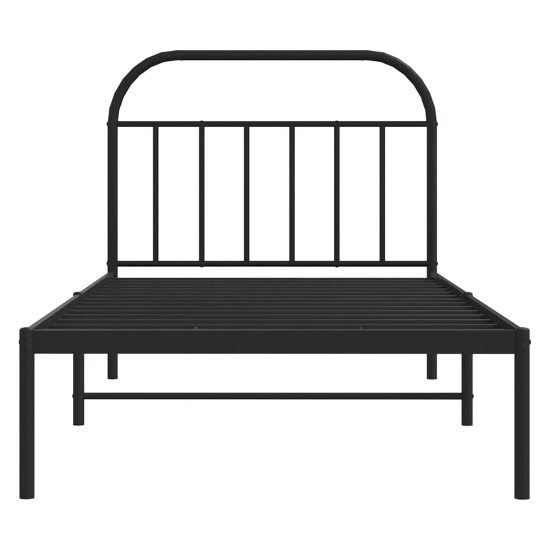 vidaXL Metal Bed Frame without Mattress with Headboard Black 107x203 cm King Single
