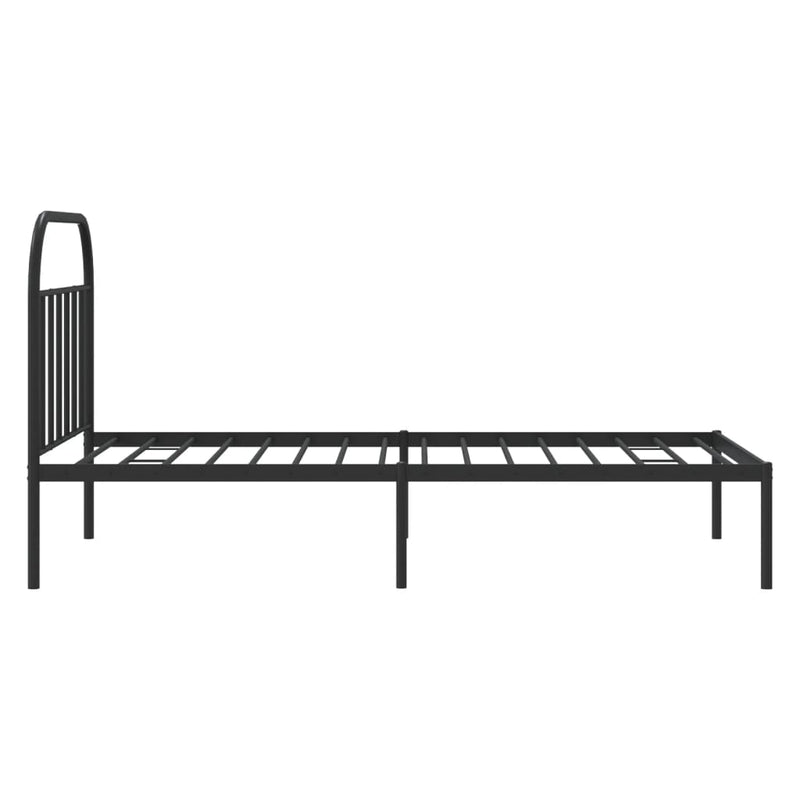 vidaXL Metal Bed Frame without Mattress with Headboard Black 107x203 cm King Single