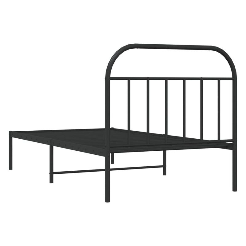 vidaXL Metal Bed Frame without Mattress with Headboard Black 107x203 cm King Single