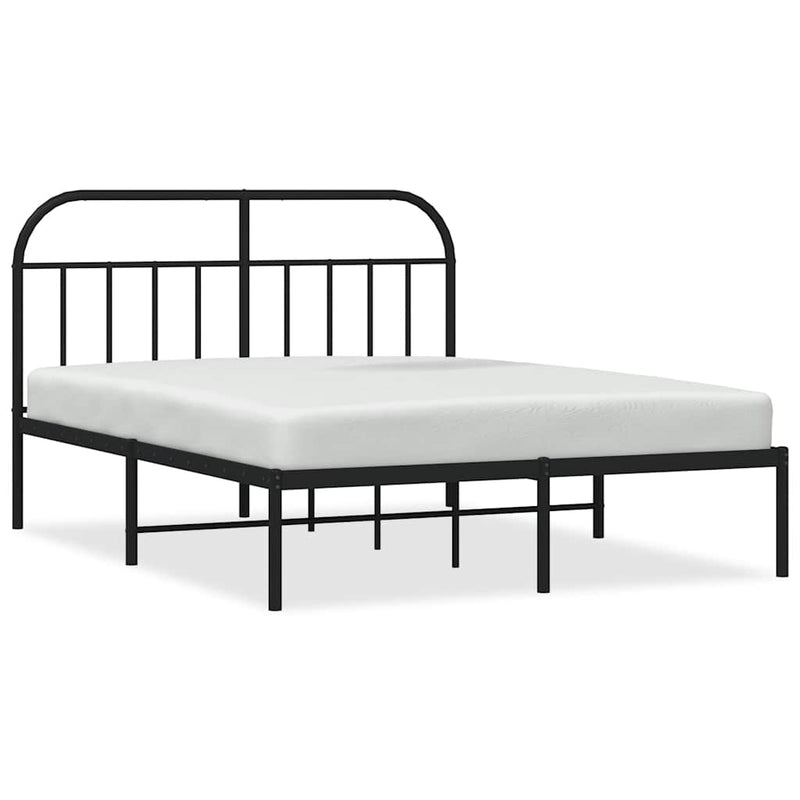 vidaXL Metal Bed Frame without Mattress with Headboard Black 150x200 cm