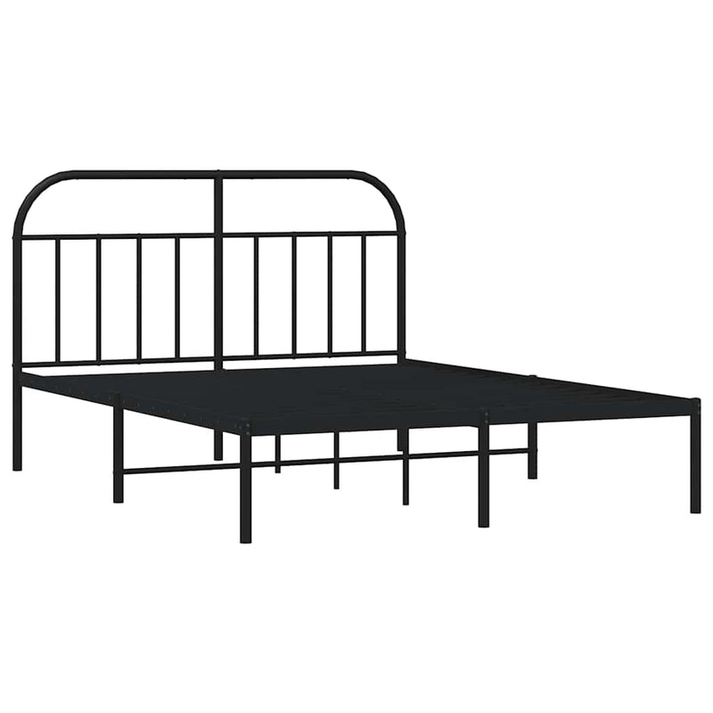 vidaXL Metal Bed Frame without Mattress with Headboard Black 150x200 cm