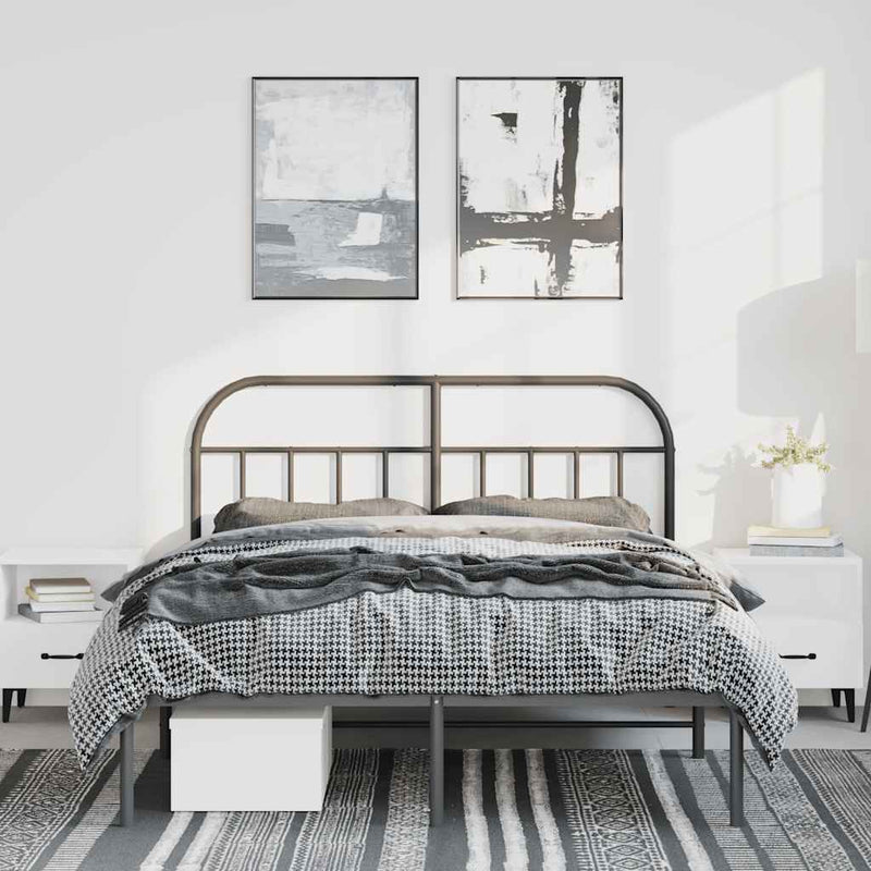 vidaXL Metal Bed Frame without Mattress with Headboard Black 150x200 cm