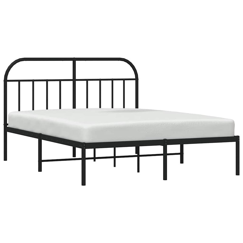 vidaXL Metal Bed Frame without Mattress with Headboard Black 150x200 cm