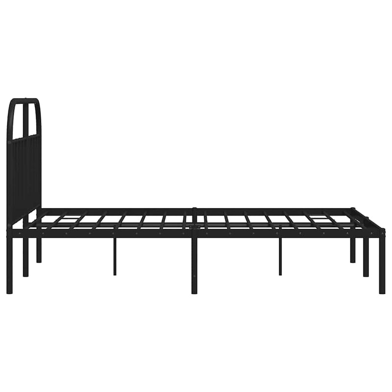 vidaXL Metal Bed Frame without Mattress with Headboard Black 150x200 cm