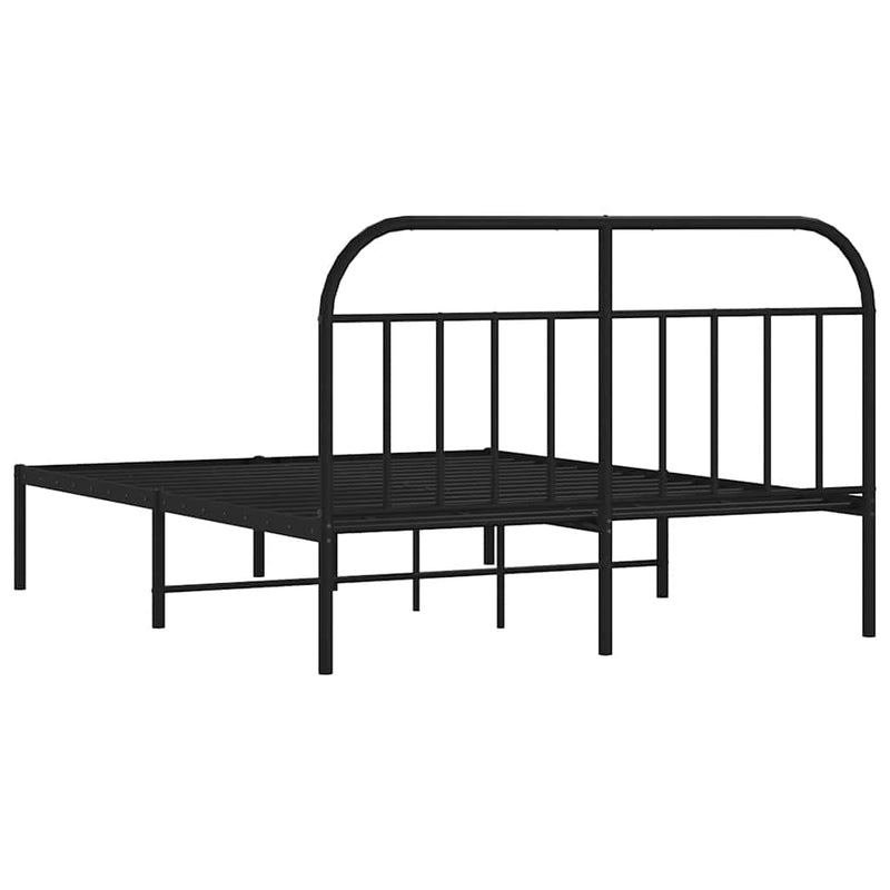 vidaXL Metal Bed Frame without Mattress with Headboard Black 150x200 cm