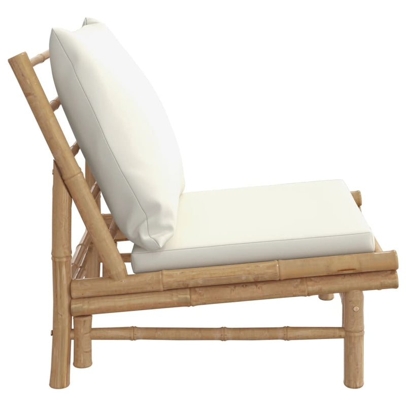 vidaXL Garden Chairs 2 pcs with Cream White Cushions Bamboo