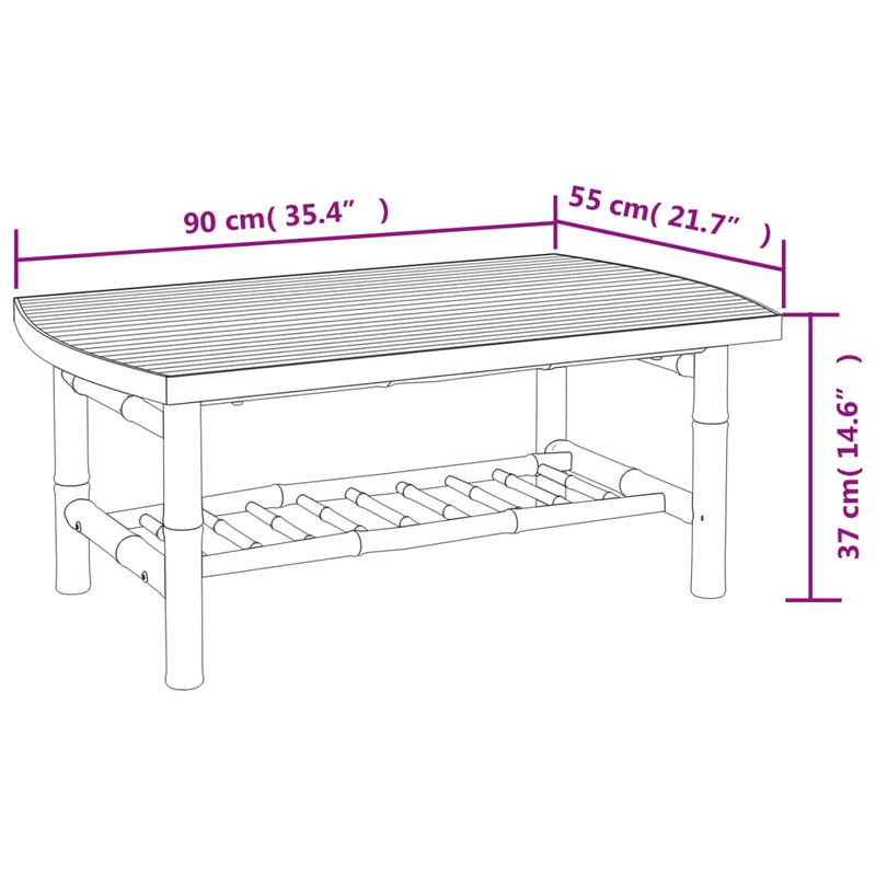 vidaXL Garden Coffee Table 90x55x37 cm Bamboo