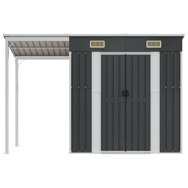 vidaXL Garden Shed with Extended Roof Anthracite 277x107x181 cm Steel