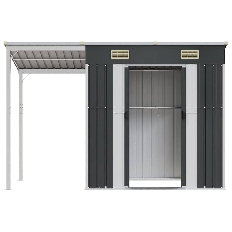 vidaXL Garden Shed with Extended Roof Anthracite 277x107x181 cm Steel