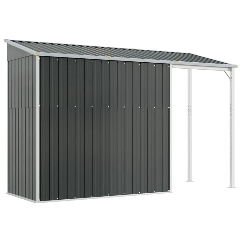 vidaXL Garden Shed with Extended Roof Anthracite 277x107x181 cm Steel