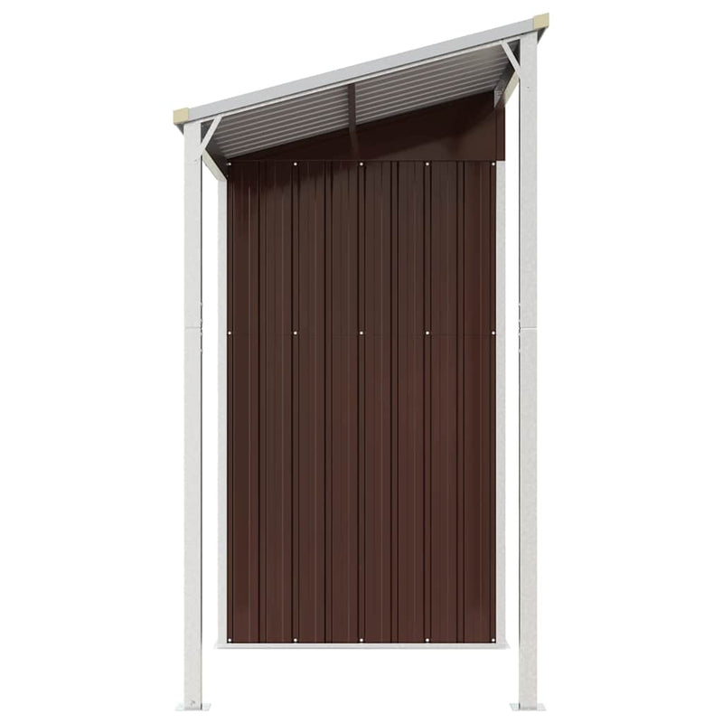 vidaXL Garden Shed with Extended Roof Brown 277x107x181 cm Steel