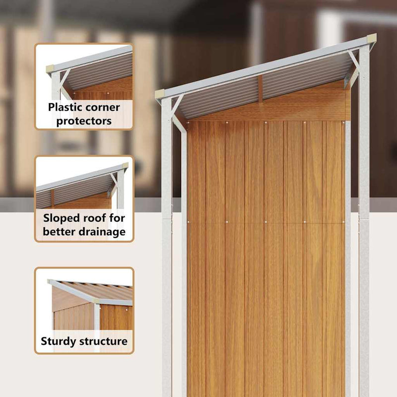 Garden Shed with Extended Roof Light Brown 277x107x181 cm Steel
