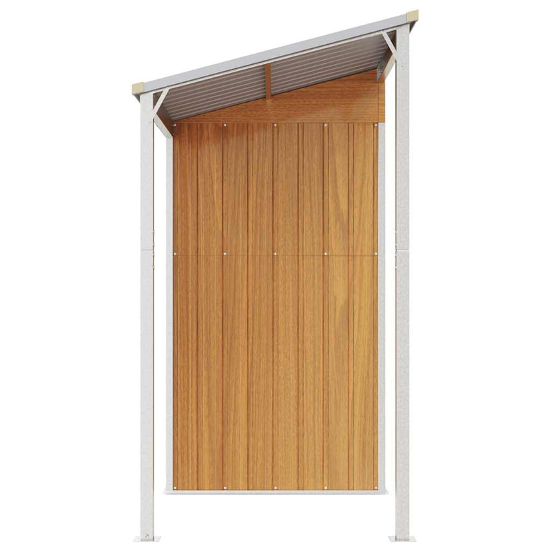 vidaXL Garden Shed with Extended Roof Light Brown 277x107x181 cm Steel