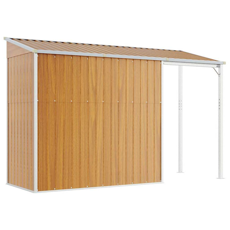 vidaXL Garden Shed with Extended Roof Light Brown 277x107x181 cm Steel