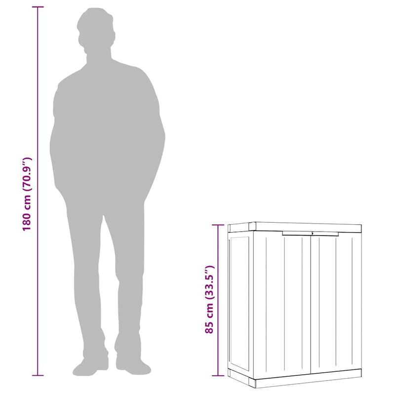 vidaXL Outdoor Storage Cabinet Grey and Black 65x37x85 cm PP