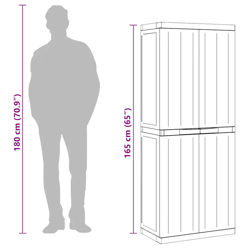 Outdoor Storage Cabinet Grey and Black 65x37x165 cm PP