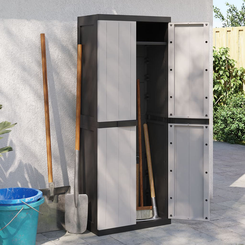 Outdoor Storage Cabinet Grey and Black 65x37x165 cm PP